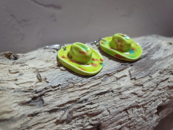 Boucles d'oreilles chapeau - Élégance en Céramique – Image 3