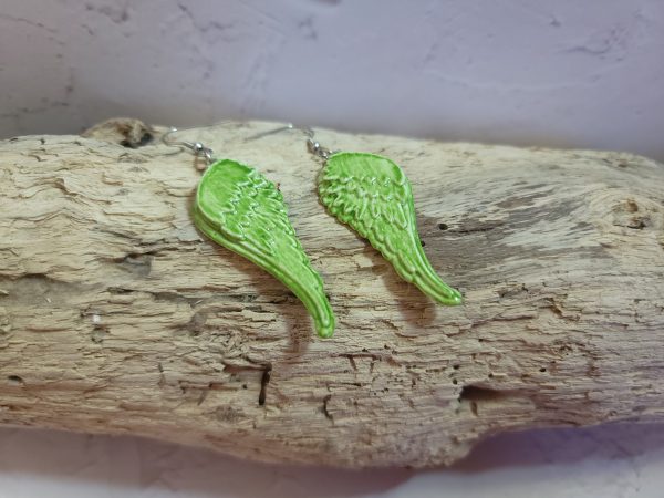 Boucles d’oreilles Ailes d’Ange - Céramique Artisanale – Image 2