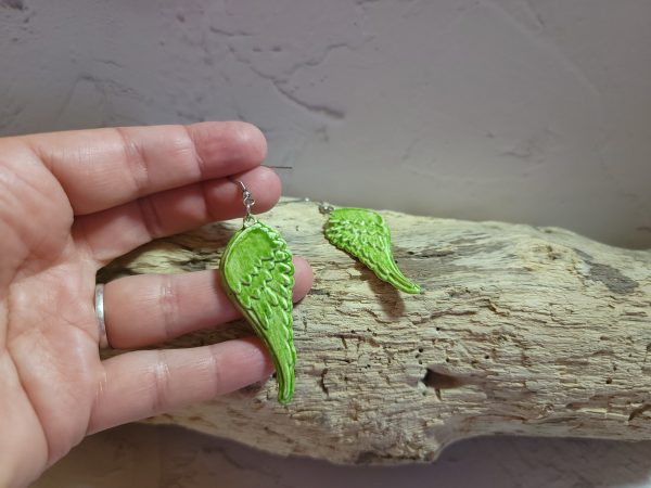 Boucles d’oreilles Ailes d’Ange - Céramique Artisanale – Image 5