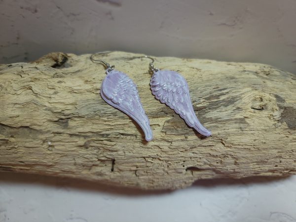 Boucles d’oreilles artisanales en céramique en forme d’ailes d’ange – création faite main