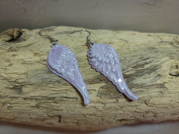 Boucles d’oreilles artisanales en céramique en forme d’ailes d’ange – création faite main
