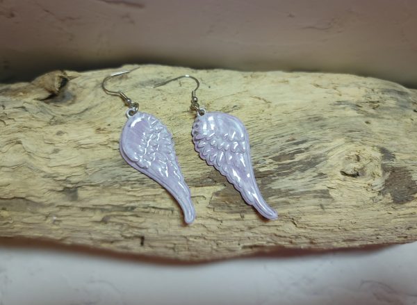 Boucles d’oreilles artisanales en céramique en forme d’ailes d’ange – création faite main