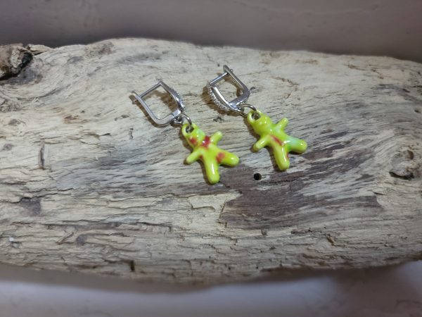 Boucles d'oreilles fantaisie en céramique - petit personnage