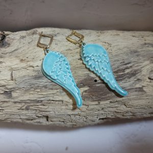 Boucles d’oreilles-Ailes d’ange Céramique Artisanale