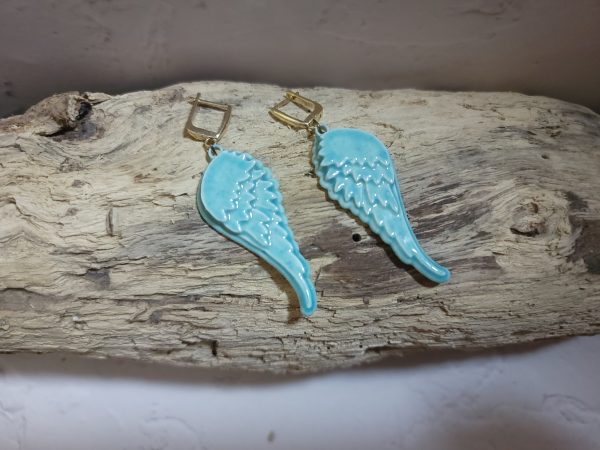 Boucles d’oreilles-Ailes d’ange Céramique Artisanale