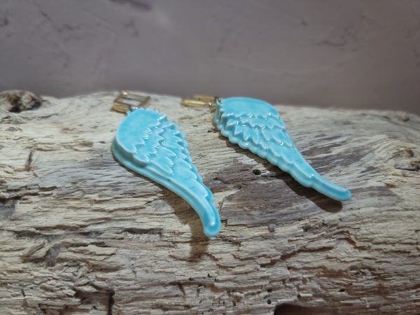 Boucles d’oreilles-Ailes d’ange Céramique Artisanale – Image 2