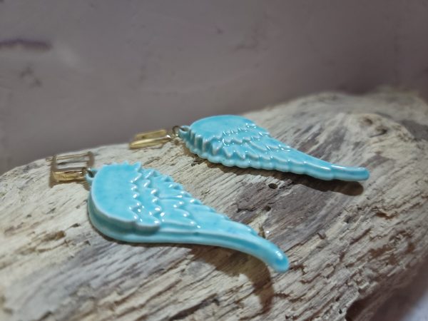 Boucles d’oreilles-Ailes d’ange Céramique Artisanale – Image 3