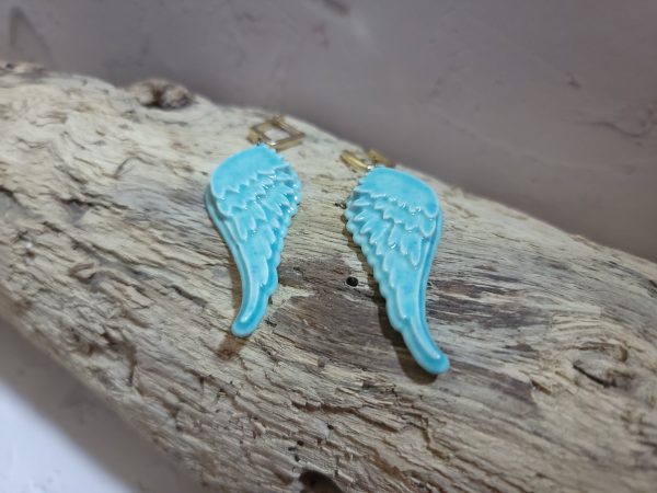 Boucles d’oreilles-Ailes d’ange Céramique Artisanale – Image 4