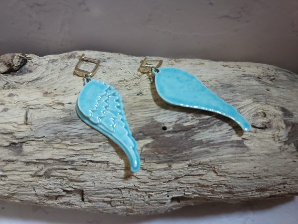 Boucles d’oreilles-Ailes d’ange Céramique Artisanale – Image 5