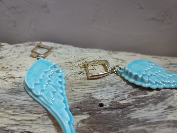 Boucles d’oreilles-Ailes d’ange Céramique Artisanale – Image 6